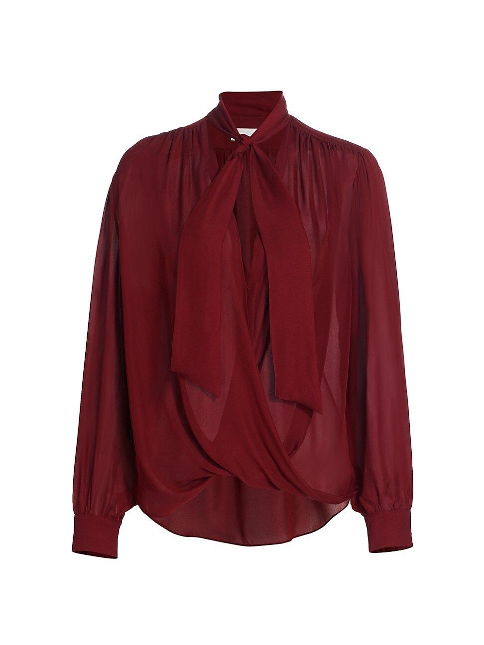 7 For All Mankind Women's Necktie Silk-Blend Blouse - Burgundy - Size Large | Saks Fifth Avenue