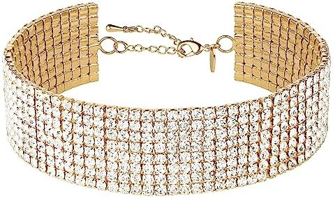 Zealmer Rhinestone Choker Necklaces Silver Sparkling Diamond Choker Crystal Rhinestone Glitter Ne... | Amazon (US)
