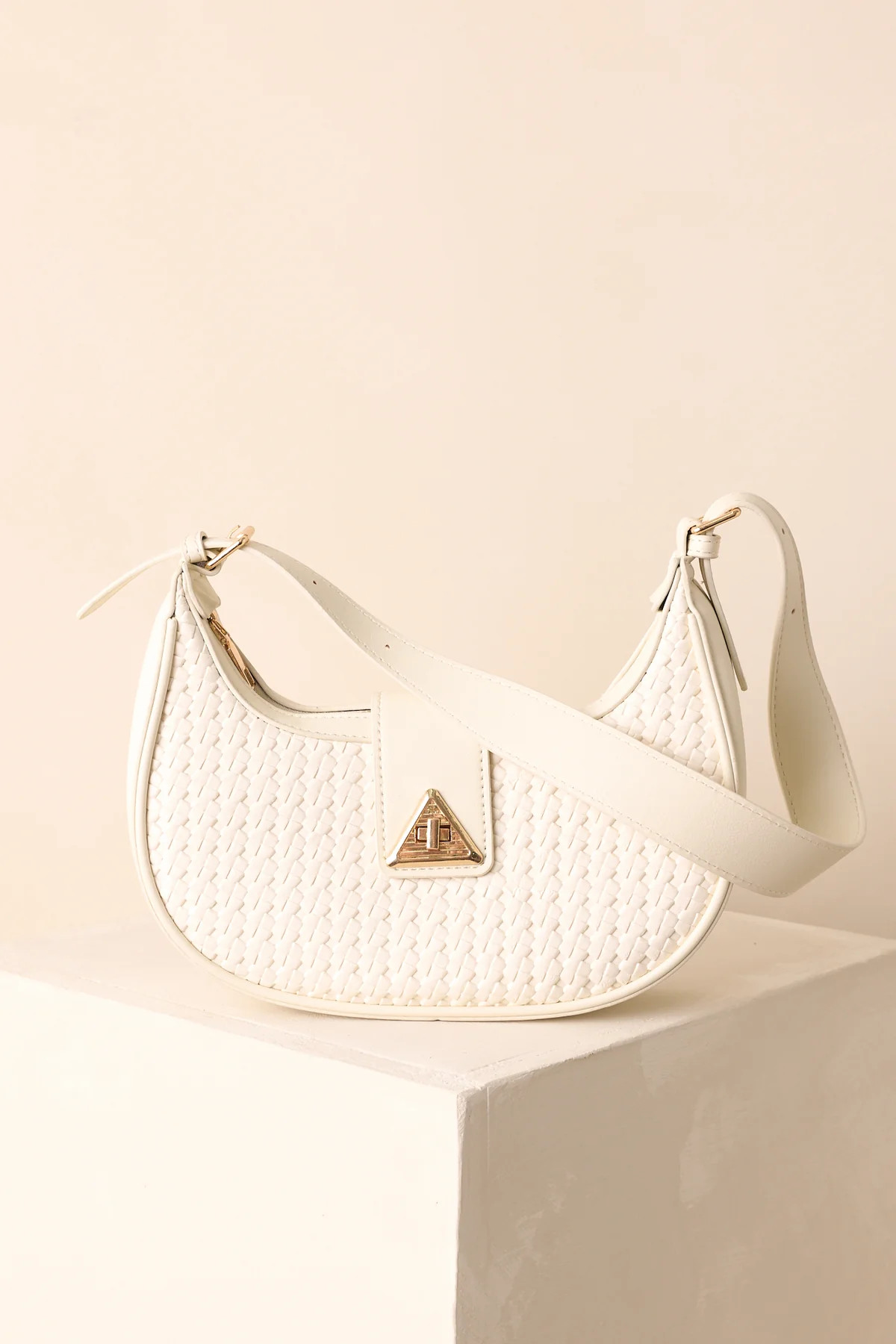 Trust Me On This One White Woven Faux Leather Handbag | Red Dress