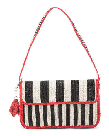Beaded Yin Yang Chic Flap Shoulder Bag For Women, Leather | TJ Maxx