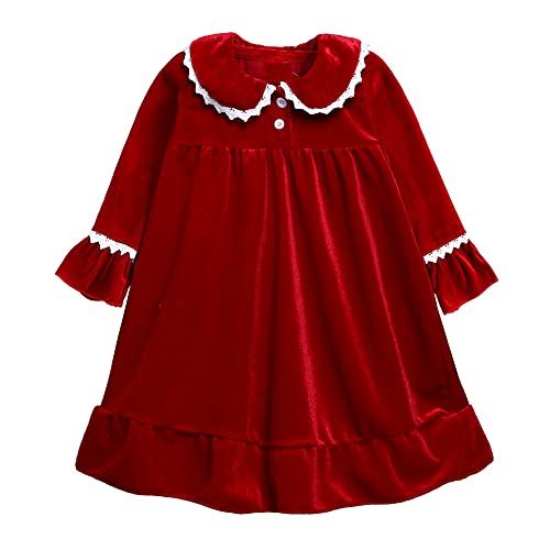 MYGBCPJS Kids Velvet Pajamas Toddler Button-Down Solid Long-Sleeve T-Shirt Top + Pants 2PCS Christma | Amazon (US)