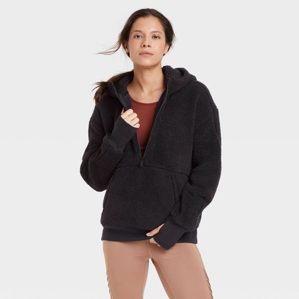 Women's Cozy 1/2 Zip Hooded Pullover Sweatshirt - All in Motion™ | Target