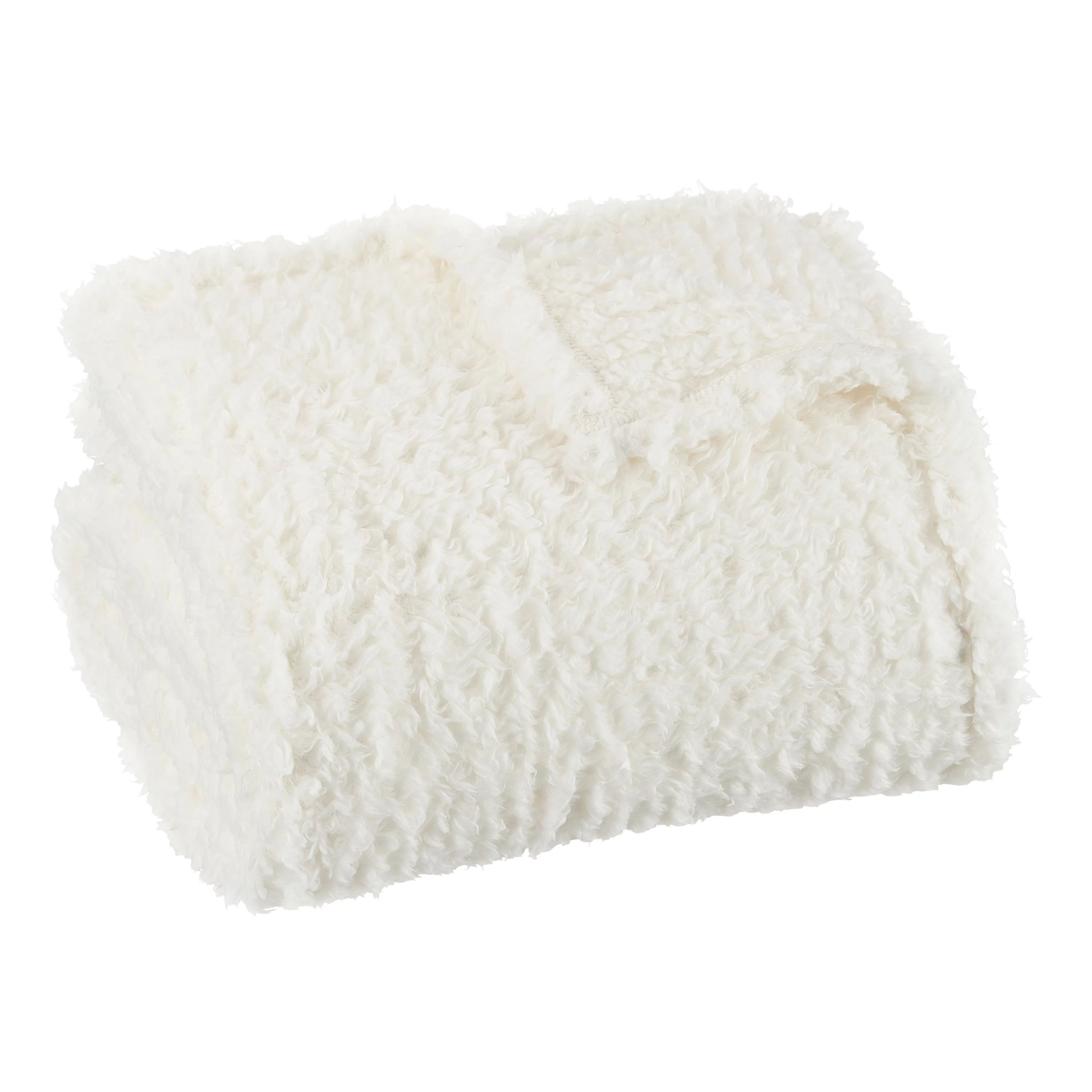 Mainstays Extra Plush Lightweight Sherpa Throw Blanket, 50" X 60", Cream - Walmart.com | Walmart (US)