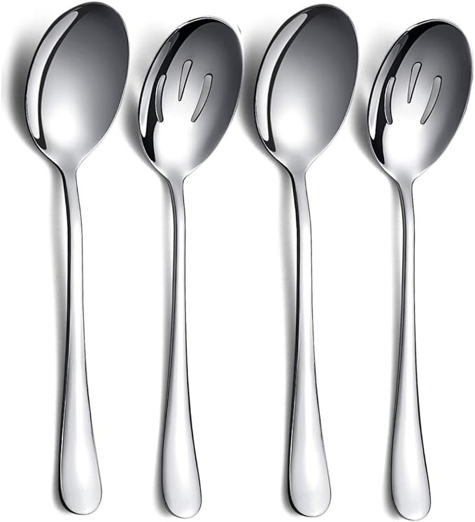 Kyraton 4-Piece Stainless Steel Serving Utensil Set - 2 Serving Spoons and 2 Slotted Spoons | Amazon (US)