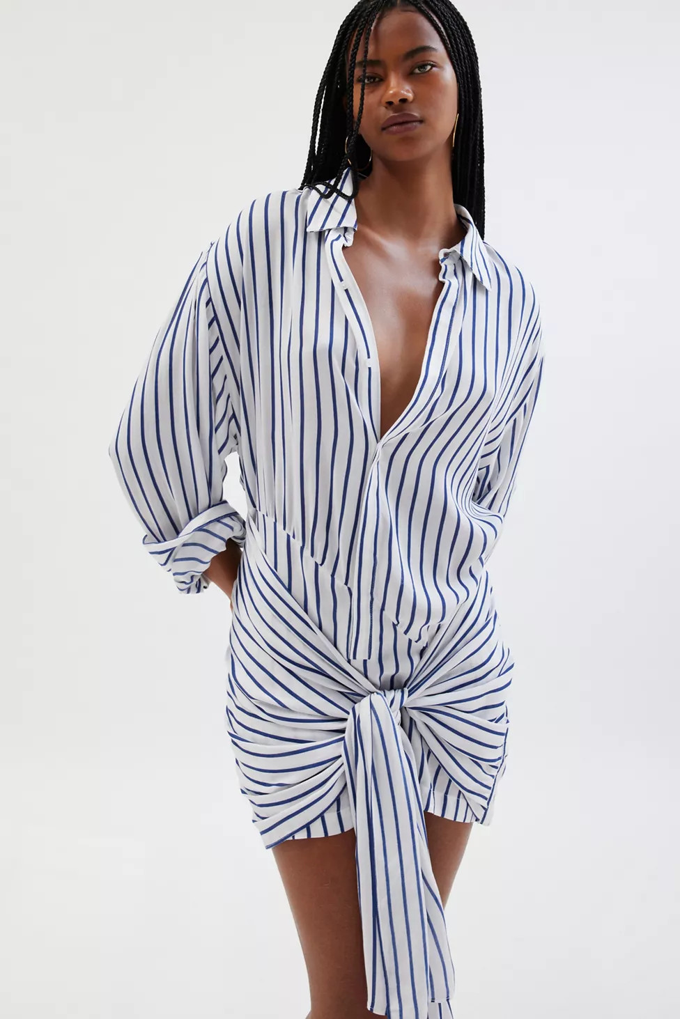 Bardot Malira Stiped Button-Down Shirt Dress | Urban Outfitters (US and RoW)