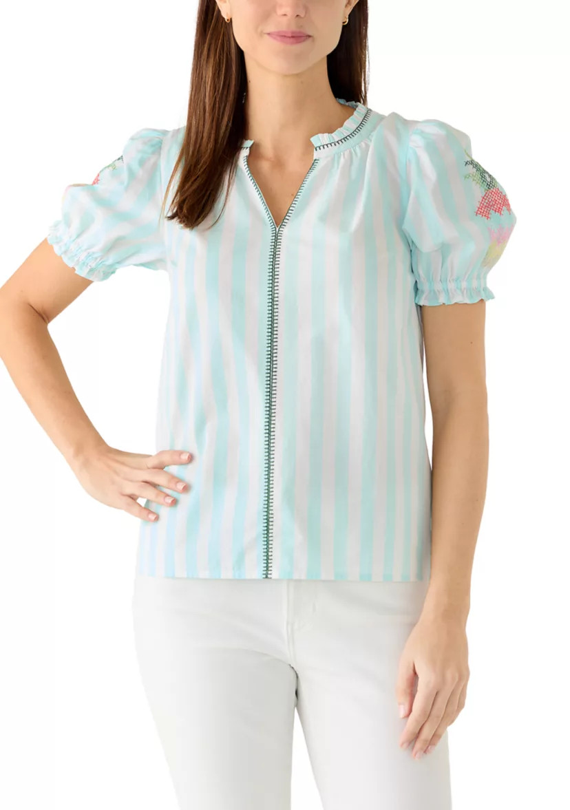Women's Puff Sleeve Peasant Top | Belk