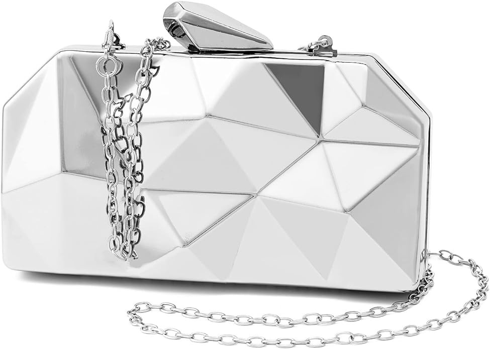YAPAIOU Women Lattice Pattern Metal Evening Clutch Bag,Geometric Evening Clutch Purse Handbag Wit... | Amazon (US)