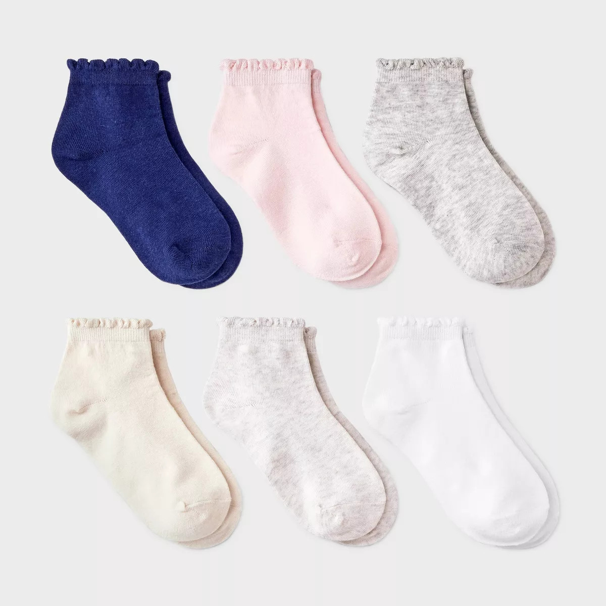 Girls' 6pk Scallop Ankle Socks - Cat & Jack™ | Target