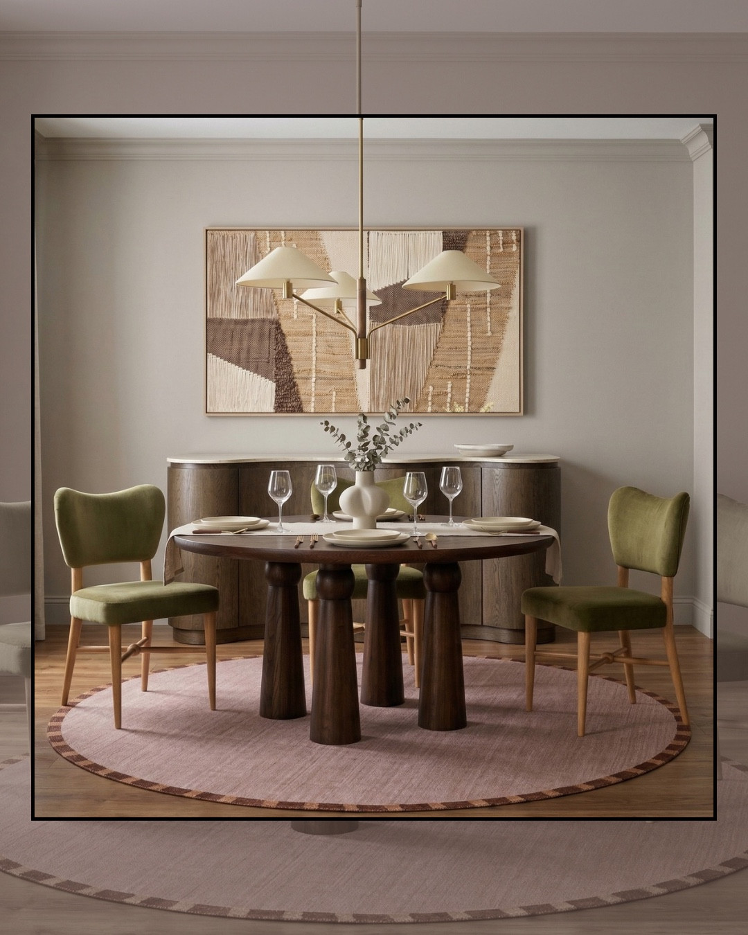 A dining space with a cozy combo of organic textures and muted tones  

#LTKmomlife #LTKHome