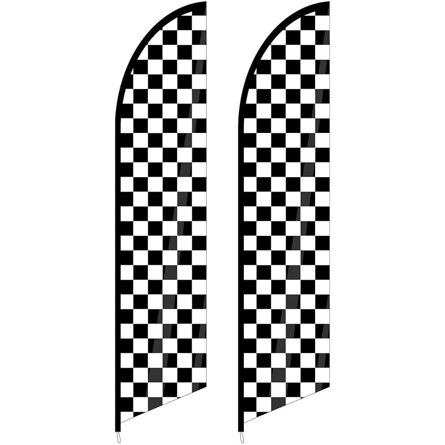 2 Pcs Black and White Checkered Feather Flag Checkered Swooped Racing Flags Windless Full Sleeve ... | Amazon (US)