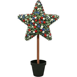 TREBIN Premium Large Artificial Five-Pointed Star Shaped Patriotic Topiary Tree, 4th of July Deco... | Amazon (US)