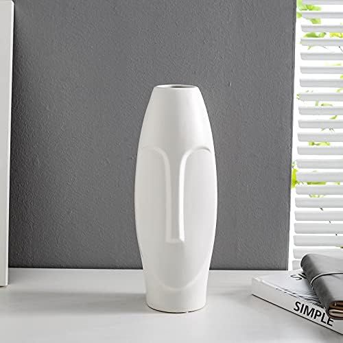 White Ceramic Vase - Art Face Vase for Home Decor Terra Cotta Vase and Flower Vases for Office/ Livi | Amazon (US)