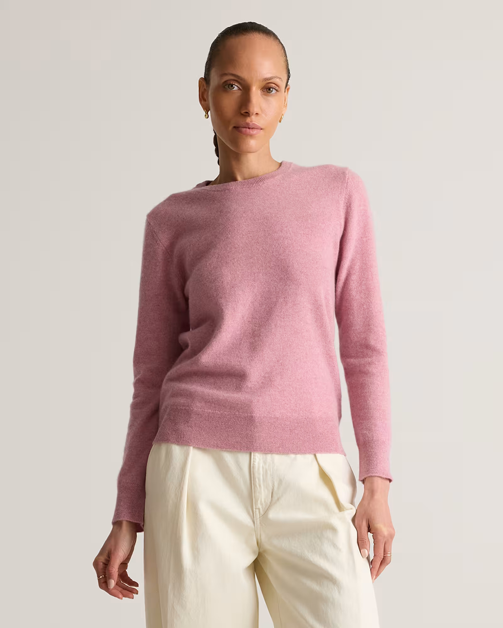 Mongolian Cashmere Crewneck Sweater in Mauve Mist | Quince