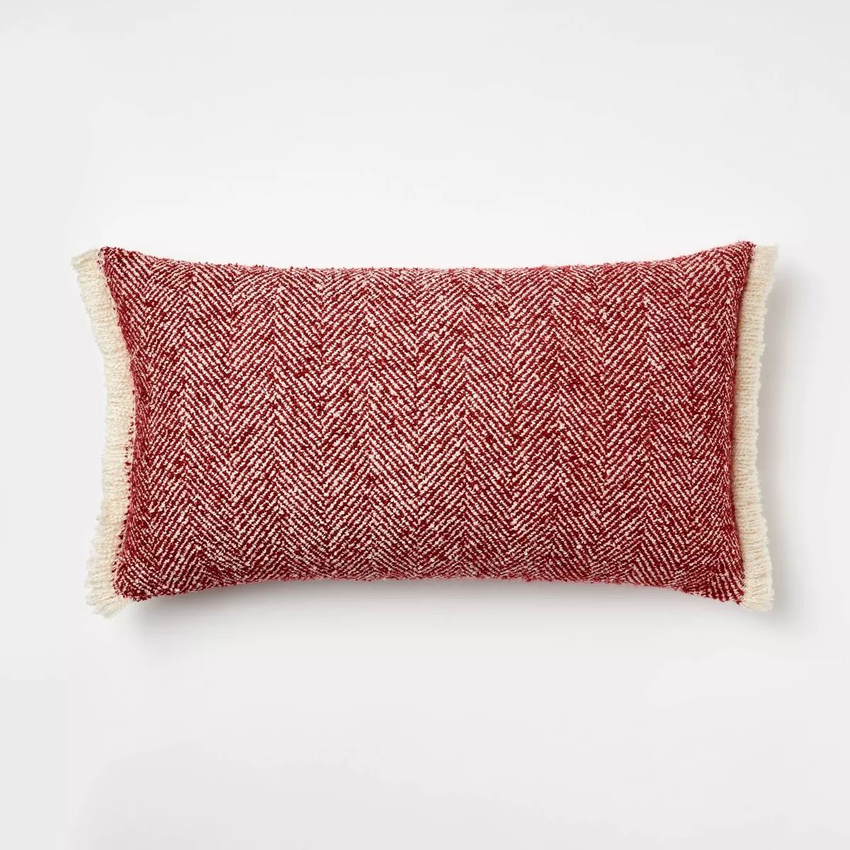 Oversized Herringbone with Frayed Edges Lumbar Throw Pillow Red - Threshold™ designed with Stud... | Target