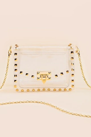 Irma Gold Rivet Clear Crossbody | Francesca's