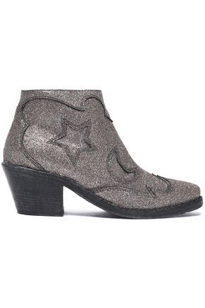 Embroidered glittered leather ankle boots | The Outnet Global