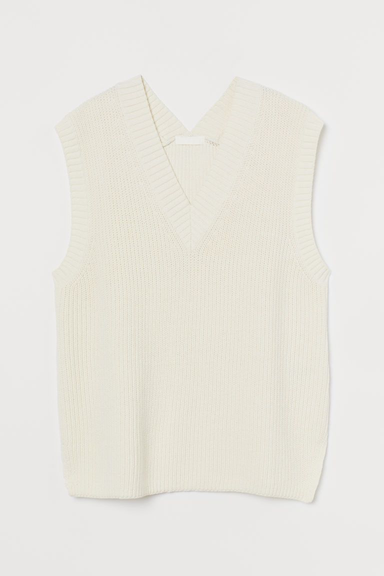 H & M - Wide-cut Sweater Vest - White | H&M (US)