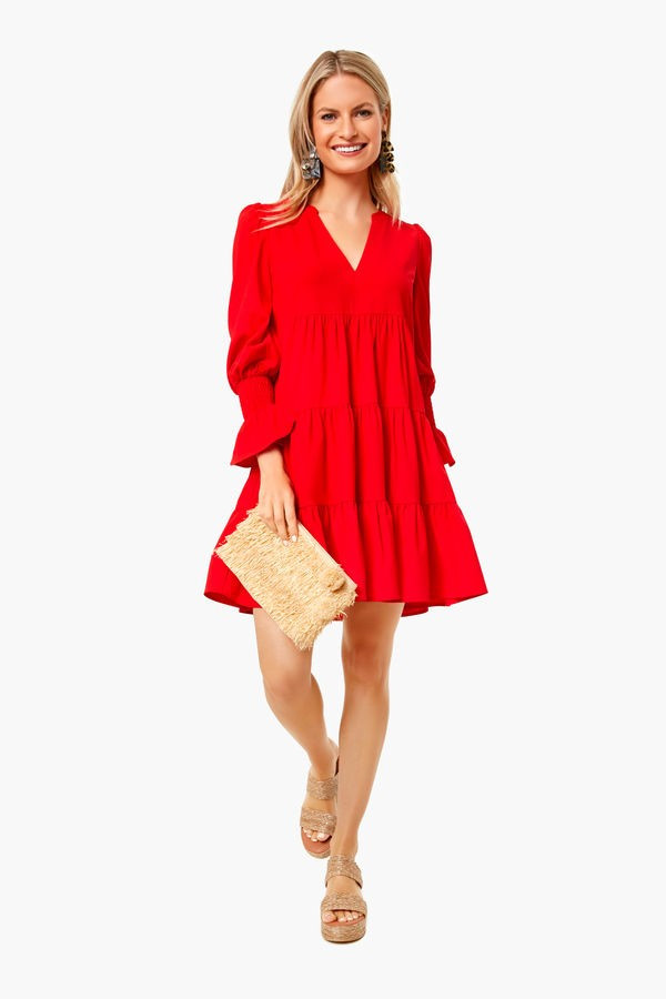 Red Crepe Kenzo Dress | Tuckernuck (US)