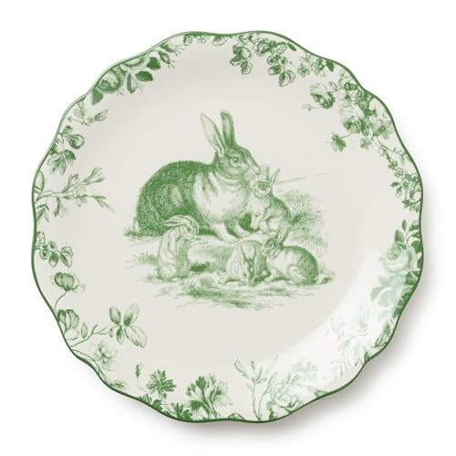 Le Jardin 11 Inch DINNER PLATES, SET OF 4 – Green Bunny Spring Stoneware for Easter Meals, Garden Parties & Everyday Whimsy – Dishwasher & Microwave Safe | Amazon (US)