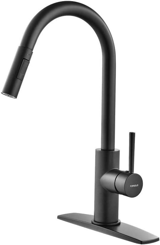 Black Kitchen Faucet with Pull Down Sprayer, Kitchen Faucet Black Sink Faucet with Pull Out Spray... | Amazon (US)