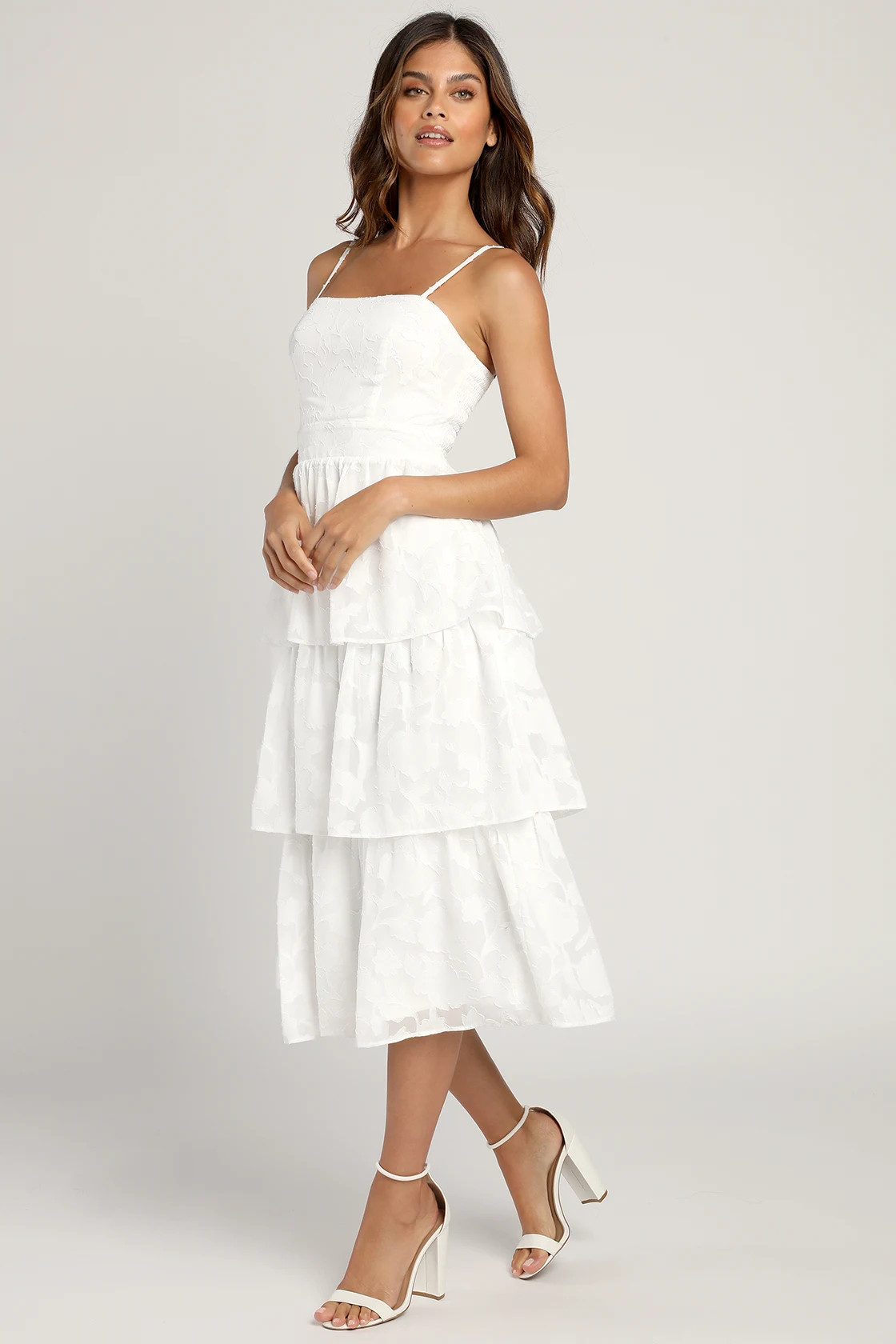 Grace and Beauty White Burnout Floral Print Tiered Dress | Lulus