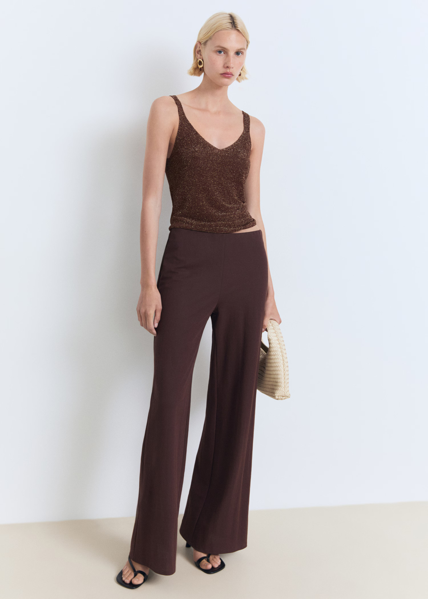 Lurex knitted V-neck top - Women | MANGO USA | Mango (US/MX/AU)