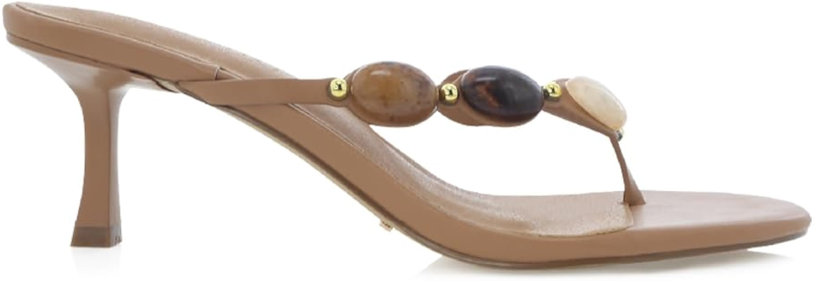 Women's Beaded Thong Heels Open Toe Jeweled Strappy Kitten Heel Sandals Summer High-Heeled Flip F... | Amazon (US)