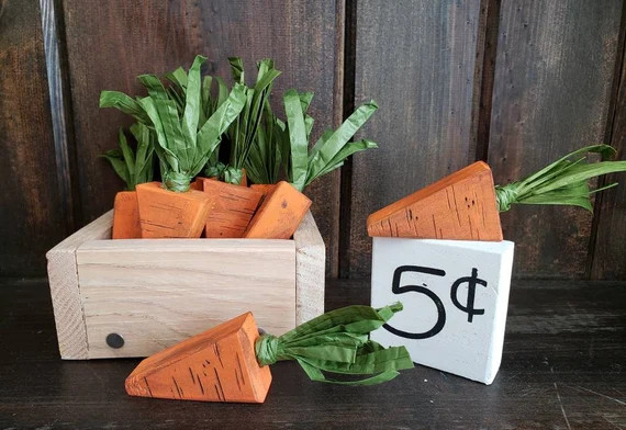 MINI Wooden Carrots  Rustic Easter Decor  Farmhouse Kitchen | Etsy | Etsy (US)