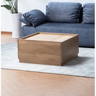 Eleanor Light Brown Wood Finish Coffee Table with 2 Handleless drawers | Bed Bath & Beyond