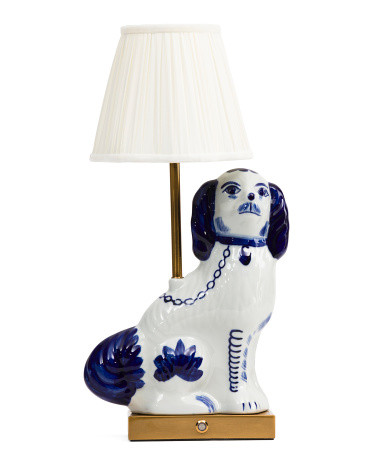18In Cordless Staffordshire Dog Lamp With Pleated Shade | TJ Maxx