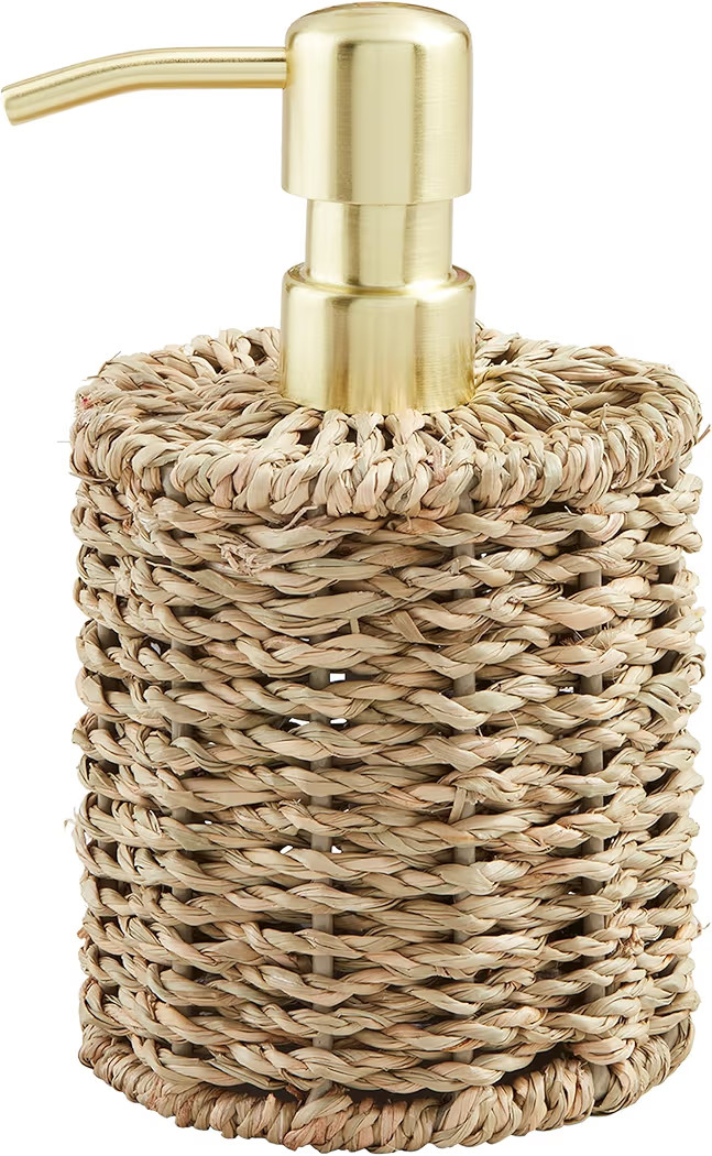 Mud Pie Brown Woven Seagrass Soap Pump; 6" x 3 1/2" Dia | Amazon (US)