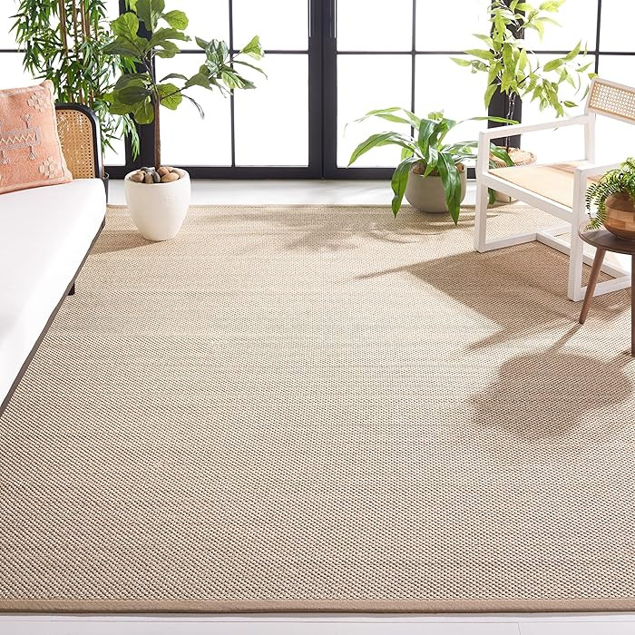 SAFAVIEH Area Rug 11x15 - Natural Fiber Collection - Large - Marble & Linen Color, Sisal, Woven D... | Amazon (US)