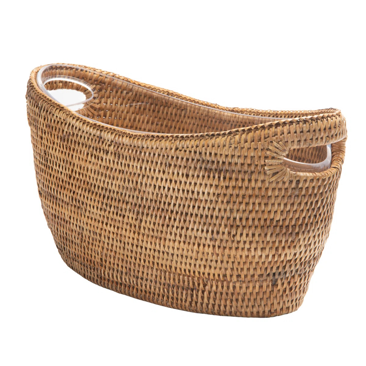 La Jolla Oblong Acrylic BBQ Beer and Softdrink Bucket in Rattan Basket, Honey-Brown | Wayfair North America