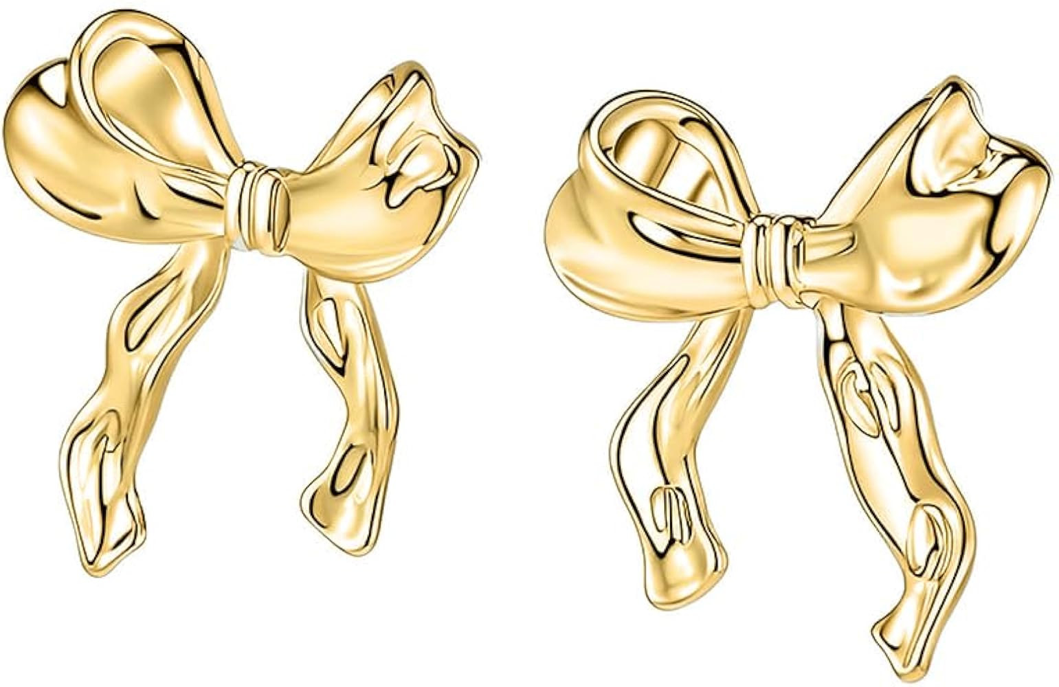 Gold Silver Bow Earrings Women Ribbon Stud Earrings Gift | Amazon (US)