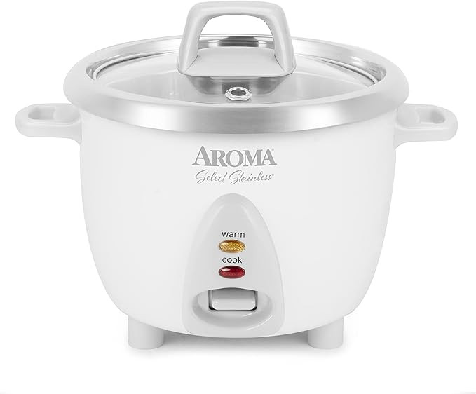 AROMA® Select Stainless® Rice Cooker, 3-Cup (Uncooked) / 6-Cup (Cooked), Stainless Steel Inner ... | Amazon (US)