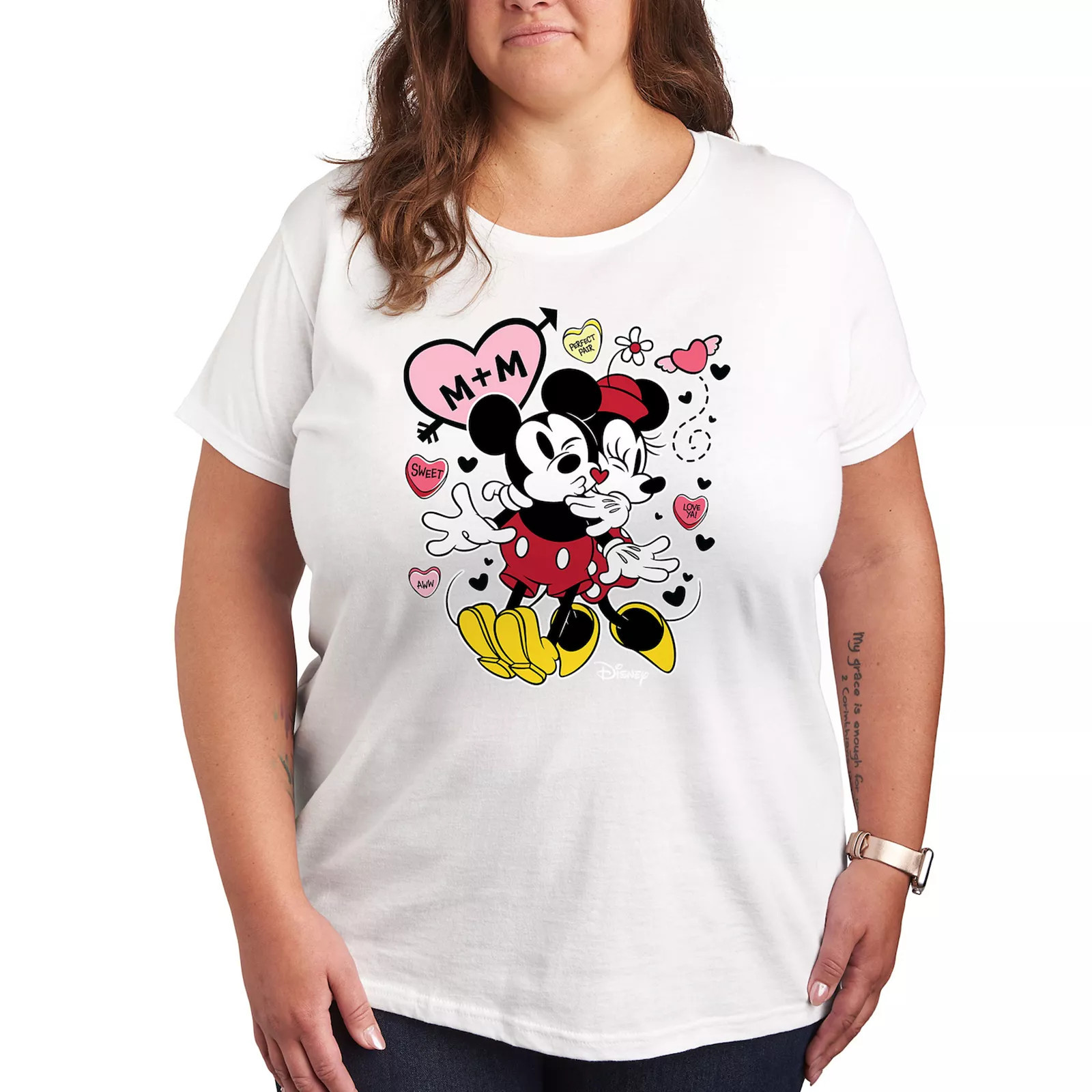 Disney's Mickey & Minnie Mouse Plus Size Heart Graphic Tee, Women's, Size: 4XL, White | Kohl's