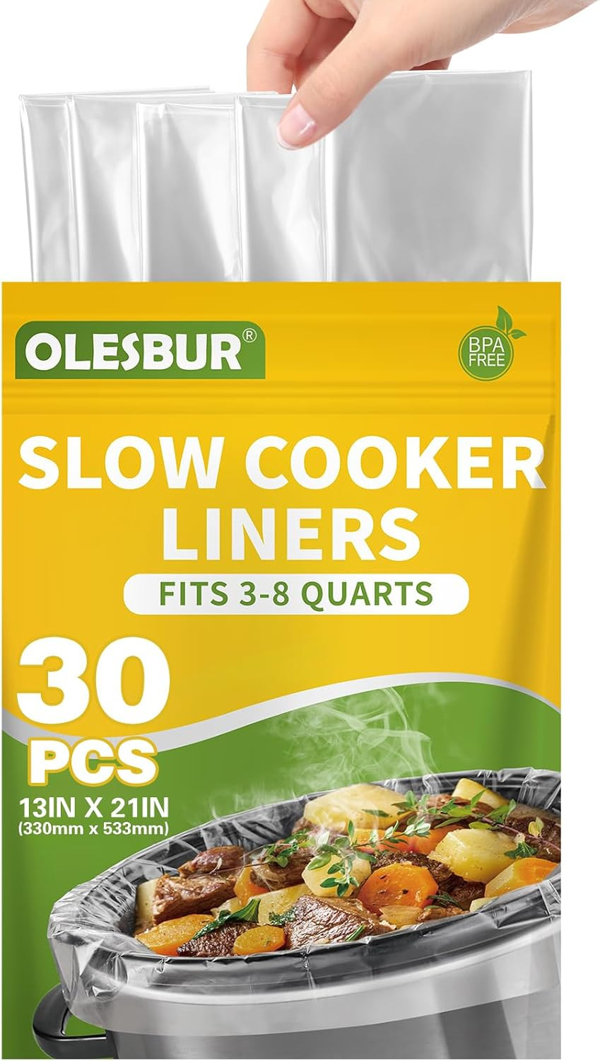 OLESBUR 30 Count Slow Cooker Liners, 13"x21", Fits 3-8 Quarts, Disposable Pot Liners Compatible with Crockpot, Oval Large Size, BPA-Free Cooking Bags, Kitchen Accessories, Cook with Ease | Amazon (US)