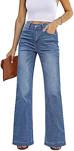 GRAPENT Womens Flare Jeans High Waisted Wide Leg Baggy Jean for Women Stretch Denim Pants | Amazon (US)