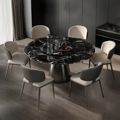 Luxury Modern Marble Round Dining Table Set | Wayfair North America
