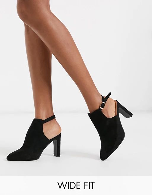 Simply Be wide fit open back pointed boots in black | ASOS US