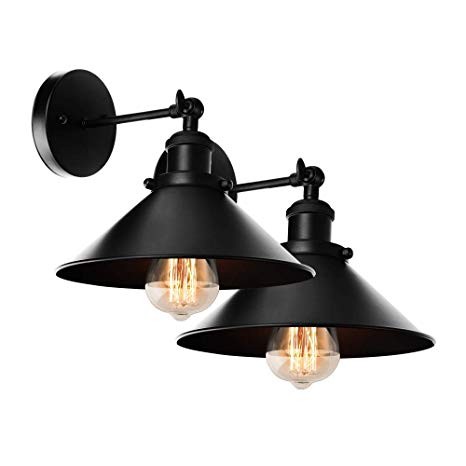 Black Wall Sconce Lamp 2-Pack, Arm Swing Wall Lights Wall Lamp,Hardwire E26 Base for Lobby, Hallw... | Amazon (US)