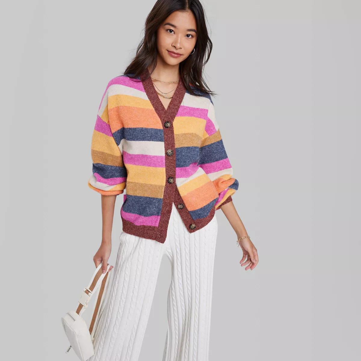 Women's Ascot + Hart Striped Graphic Cardigan | Target