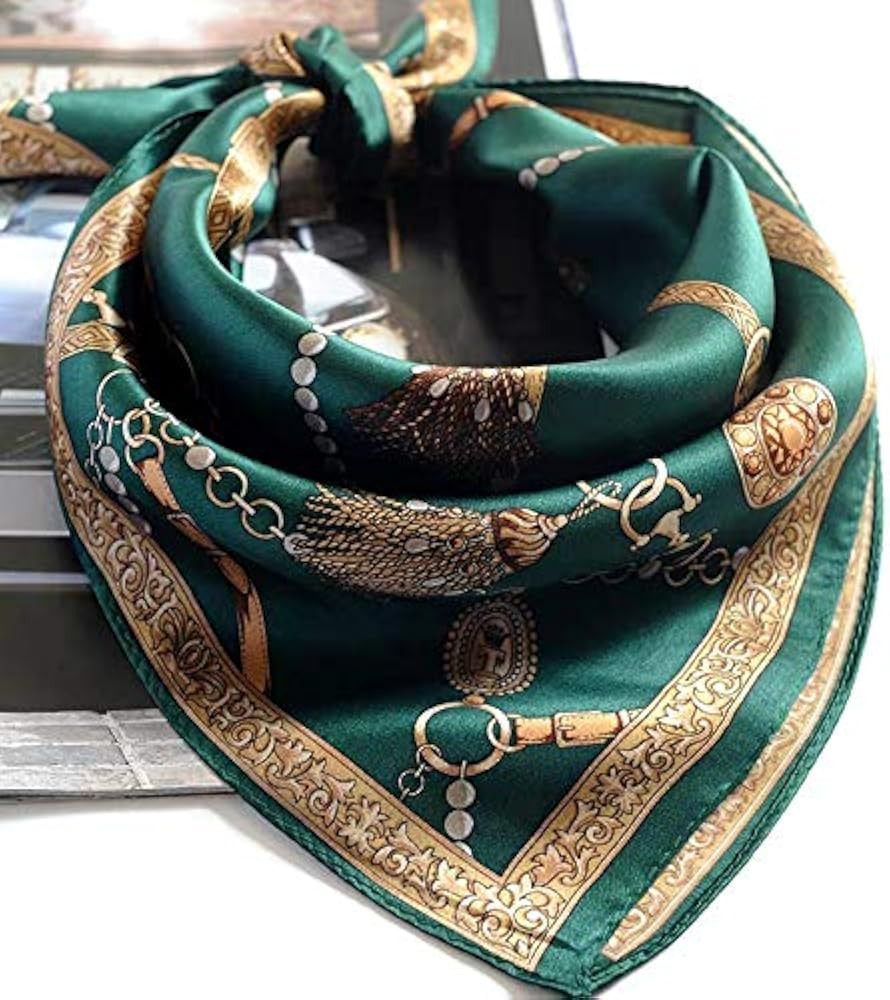 100% Pure Mulberry Silk Scarf -21” Lightweight Small Square Neckerchief – Breathable Digital ... | Amazon (US)