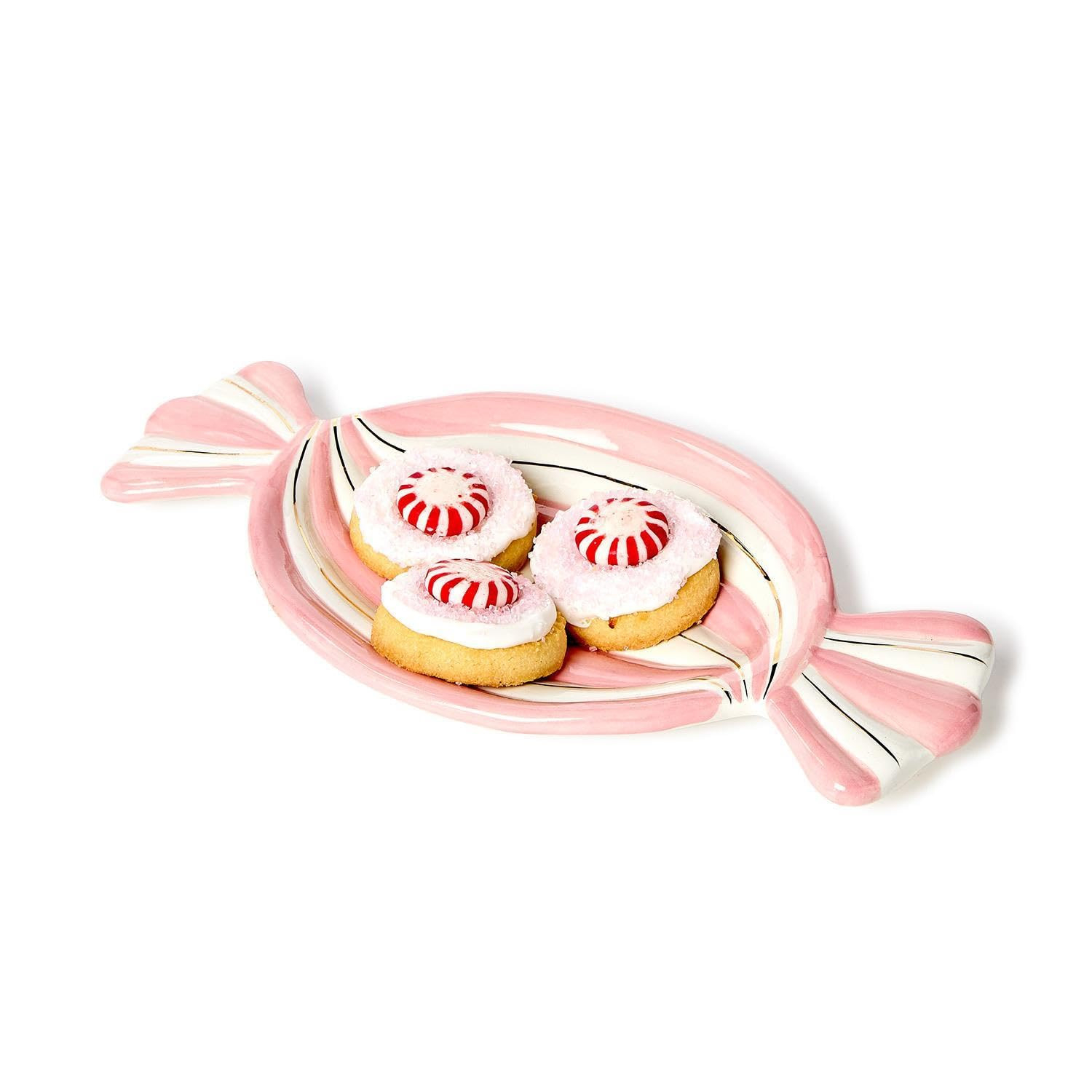 Two's Company Peppermint Twist Candy Shape Tidbit Dish with Metallic Gold Accent, 10.75-Inch, Dol... | Amazon (US)