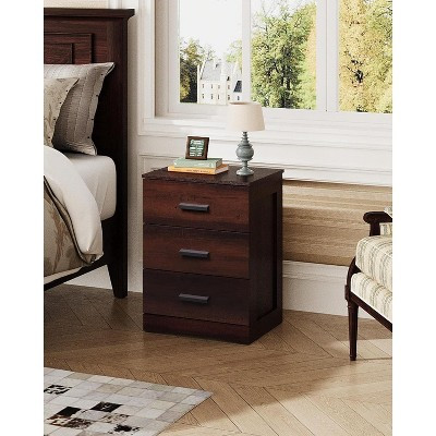 Black 3-Drawer Wooden Nightstand 12.9"×16"×21.6" | Modern Minimalist Bedside Side Table Espresso 12.99"D x 16.14"W x 21.65"H | Target