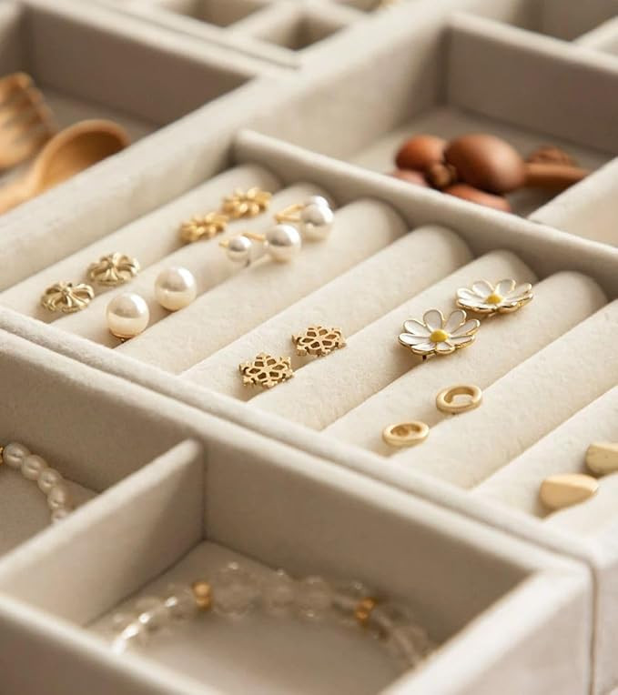 Elsjoy Set of 8 Velvet Jewelry Tray, Drawer Insert Divided Storage Holder Stackable Jewelry Organ... | Amazon (US)