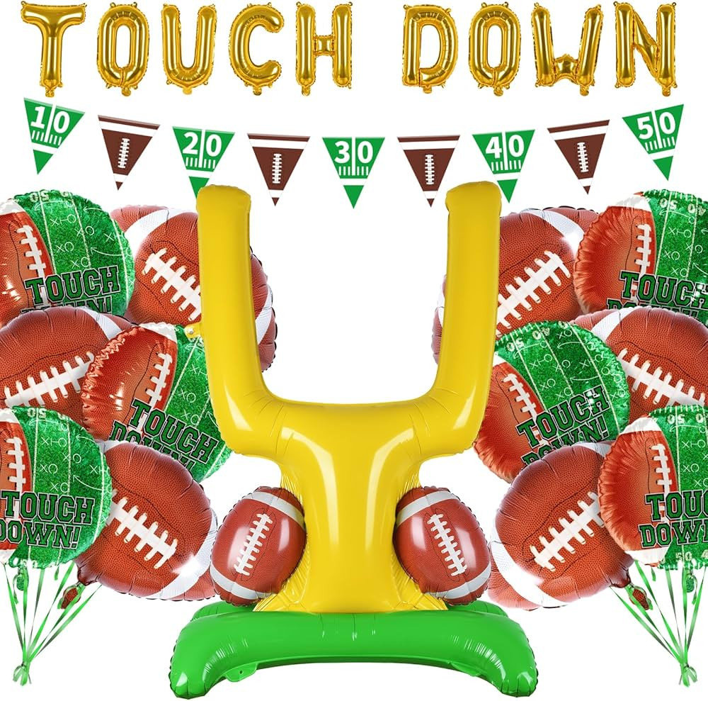 Football Party Supplies Kit - Touchdown Letter Balloons, Goal Post & Football Shaped Foil Balloon... | Amazon (US)