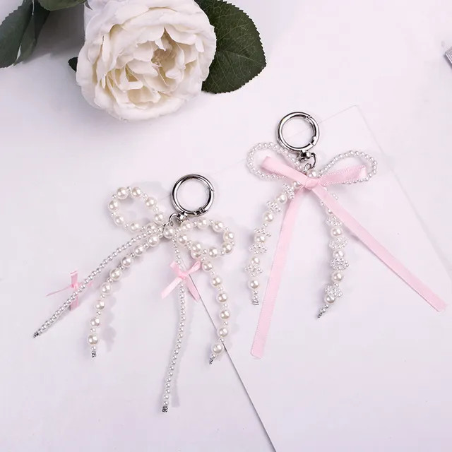 Jenorey - Bow Faux Pearl Ribbon Bag Charm (Various Designs) | YesStyle Global