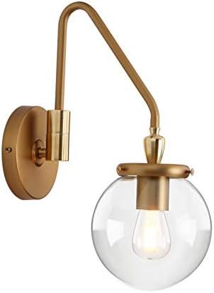 Pathson Industrial Glass Wall Sconce Lighting, Adjustable Swing Arm Wall Lamp for Bedside, Vintag... | Amazon (US)