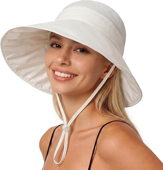 Sun Hats for Women, UV Protection Wide Brim Ponytail Beach Hat Travel Packable Breathable Sun Hat... | Amazon (US)